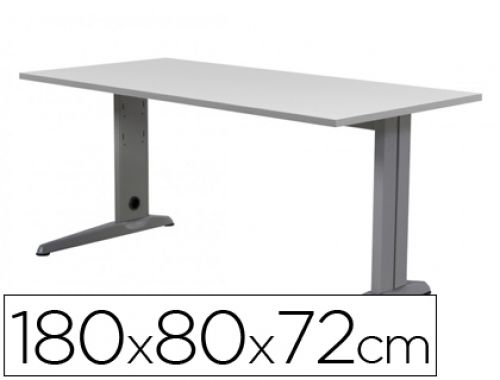 Mesa de escritorio rocada metal 2003ac02 aluminio /cinza 180x80 cm , Rocada , 73039 , 8427951990662